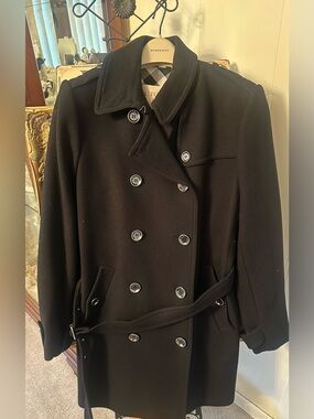 Women’s Belted Burberry Brit  Wool Coat With Hanger Authentic  - Size 12 US